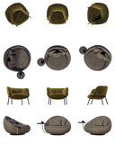 Fototapeta Lawenda - Fabric Classic Sofa - 3D Render Sofa Couch