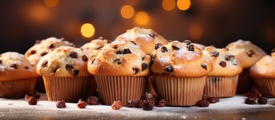 Poster - Homemade muffins with raisins on top