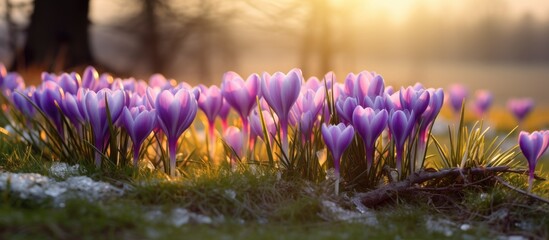 Aufkleber - Purple crocus snowy dawn