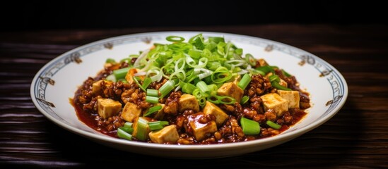 Aufkleber - Bowl of tofu and scallion dish