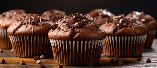 Aufkleber - Chocolate cupcakes topped with chocolate chips