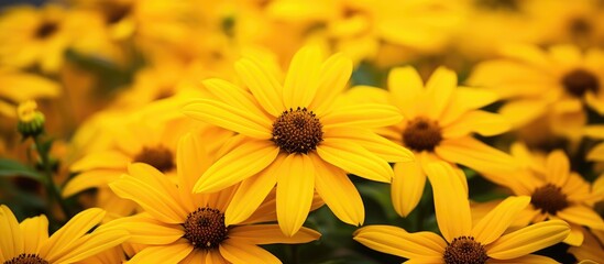 Poster - Field of blooming false sunflowers with yellow petals and brown centers