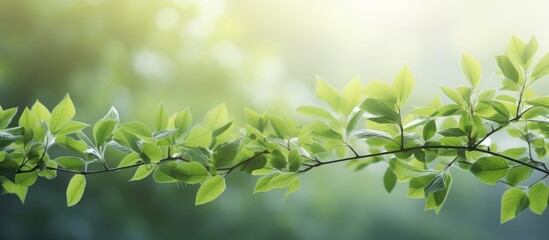 Poster - Morning sunlight illuminates lush foliage of a tree branch