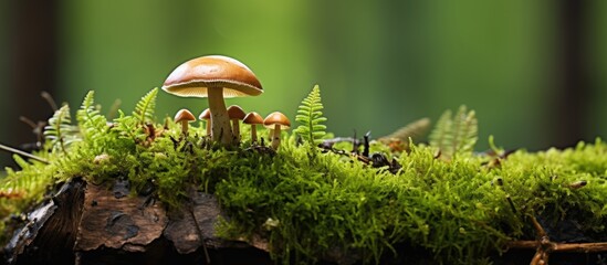 Poster - Mushroom on mossy log
