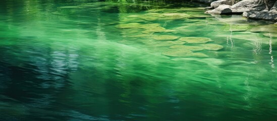 Poster - Close-up of water with lilies and rocks