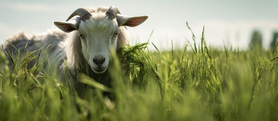 Poster - Goat grazing tall grass