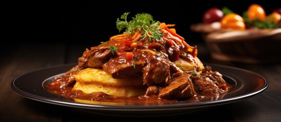 Poster - Plate of meal featuring beef and potatoes