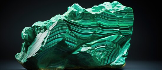 Poster - Green rock on black background