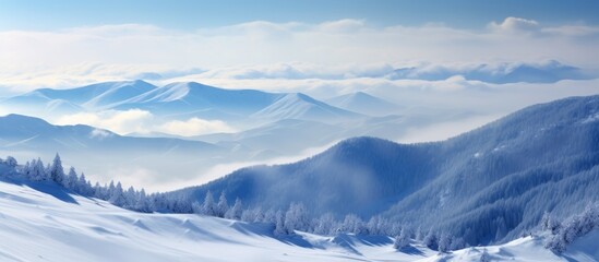 Poster - Snowy peaks framed by blue skies