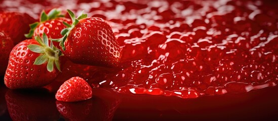 Leinwandbilder - Close-up strawberry slices, freshly crafted jam texture