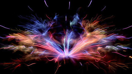 Poster - multicolor fireworks on black background 