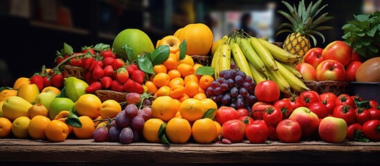 Aufkleber - Various fruits and veggies spread out on a table