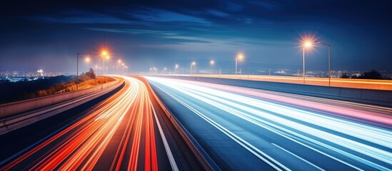 Wall Mural - Highway with numerous illuminated lights