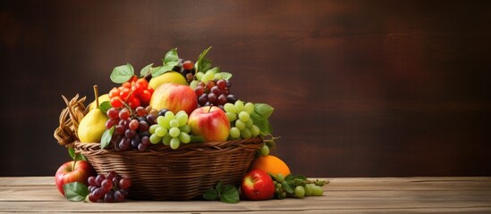 Aufkleber - Fruit basket on brown table