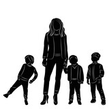 Fototapeta Pokój dzieciecy - mom and sons silhouette on white background vector