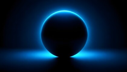 a glowing blue sphere with a dark center on a blue gradient background