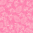 Abstract tropical palm leaf seamless pattern. Trendy summer texture, palm leaves print on pink background. Vector pattern for fabric, wrapping paper, decor element, wallpapers, natural product cover.