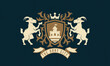 Royal vintage logo. Heraldic crest  template logo with standing goats . Modern design poster. Label, badge, emblem for Coat of Arms, Vintage Crest, Luxury logo. Vector illustration
