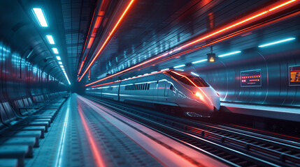 Poster - bullet train in subway station