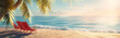 3d illustration of summer beach background. Summer vacation concept. Generative AI