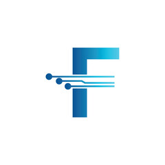 F letter tech logo, initial F for technology symbol