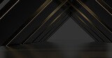 Fototapeta Perspektywa 3d - Futuristic architecture background empty geometric interior with glowing lamps in dark tunnel 3d render