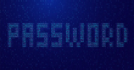 Leinwandbilder - ASCII Art PASSWORD Word Made from Random Letters and Numbers. Dark Binary Code. Concept of Password Protected Digital Data. Hacker Attack Database Leak Information. Cyber Security Vector.