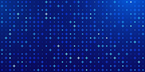 Aufkleber - Blue Mathematical Plus Symbols Pattern. Math Design Elements Background. Medical Tech Background. Vector Illustration.