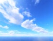 爽やかな青空と雲。流れ雲。海。AI生成画像。