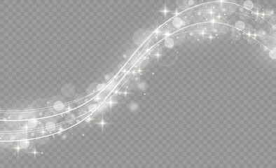 Wall Mural - white glowing light line swirl effect. white lines with lighting effects isolated on transparent bac