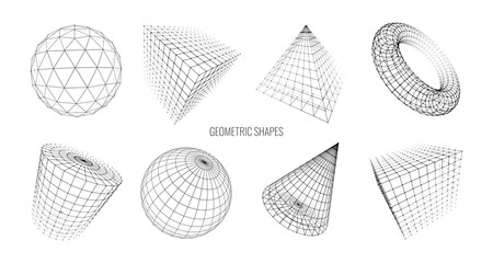Leinwandbilder - 3D Shapes Grids. Planet Earth Orb Wireframe HUD Design Element. Geographical Longitude, Latitude, Equator, Cartography. 3D Sphere Rotation. Vector 3D Sphere Grid Isolated on White Background.
