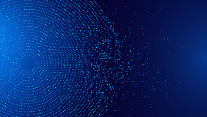 Aufkleber - Abstract Digital Circles of Particles with Noise. Futuristic Circular Sound Wave. Big Data Visualization. 3D Virtual Space VR Cyberspace. Crypto Currency Concept. Vector Illustration.