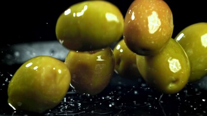 Sticker - Super slow motion Fresh olives. High quality FullHD footage