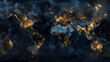 Image of a dark blue and black world with many lights. The picture has a mood of mystery and intrigue.