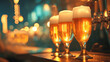 バーに並ぶビール　Generative AI