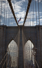  New York (United States), March 22, 2024. Brooklyn Bridge. It joins the boroughs of Manhattan and Brooklyn. It was built between 1870 and 1883