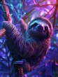 A sloth basks in the tranquil ambiance of a sunlit canopy, surrounded by the lush vibrance of the forest.