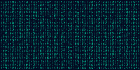 Fototapete - Abstract Technology Machine Code Background. Random Binary Hexadecimal Code. Matrix with Digits. Vector Illustration. Hacking, Cryptography, Malware, Reverse Engineering, Data Analysis Backdrop.