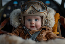 Adorable Baby Dressed As A Pilot Ready For Adventure. Generative AI Image