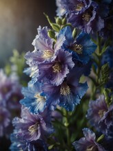 Delphinium Flowers Close-up From Generative AI
