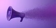 3D megaphone made of purple particles on a gradient background