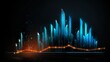 An artistically rendered city skyline with digital light effects symbolizing growth, progress, and the digital era