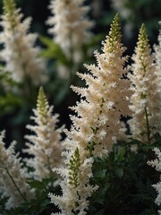 Wall Mural - white astilbe flowers close-up from Generative AI