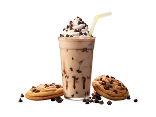 Wall Mural - Chocolate Chip Frappuccino isolated on transparent png background. Generative ai