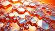 abstrakte Vorlage Hintergrund, natürliche Mineralien Kristalle in blau orange Perlmutt wie Honig glänzend, wie Perlen Schmuck, hell beleuchtet ineinander fließend Meer Ozean Ablagerung Silizium