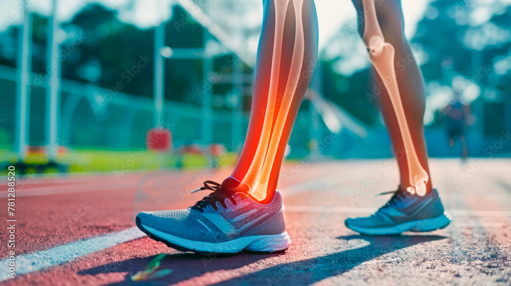 The golden hour casts a warm glow on an athlete's legs, visually ...