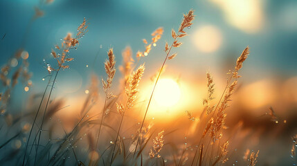 sunset in the grass