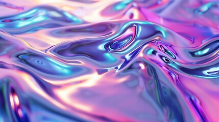 Poster - A holographic iridescent texture is applied to this abstract 3D art background with a splash effect.
