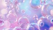 The backdrop consists of blue liquid blobs and soap bubbles. 3d soft pastel gradient balls are also included in the set.