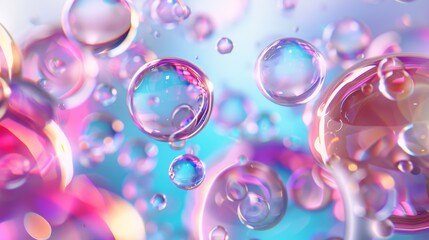 Poster - Holographic floating liquid blobs, soap bubbles, metaballs.......................................